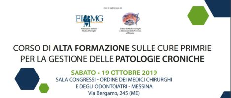 Corso di alta formazione sulle cure primarie per la gestione delle patologie croniche, il 19 ottobre a Messina