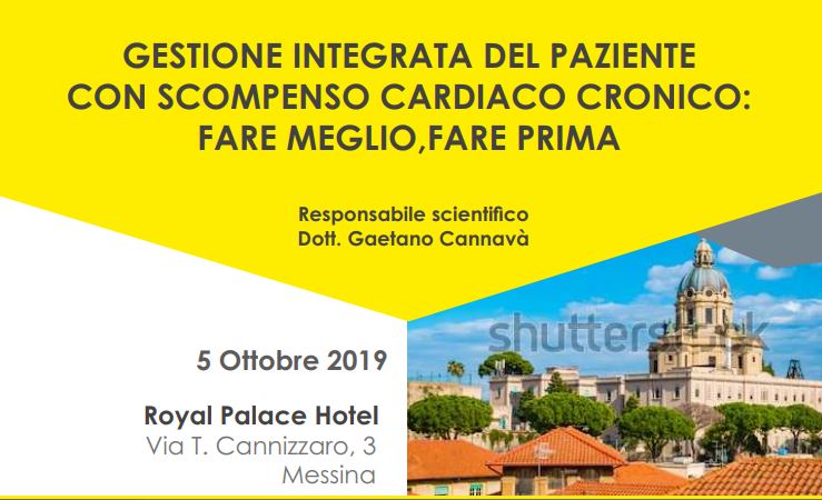 Meeting il 5 ottobre a Messina sulla “Gestione integrata del paziente con scompenso cardiaco cronico: fare meglio, fare prima” 