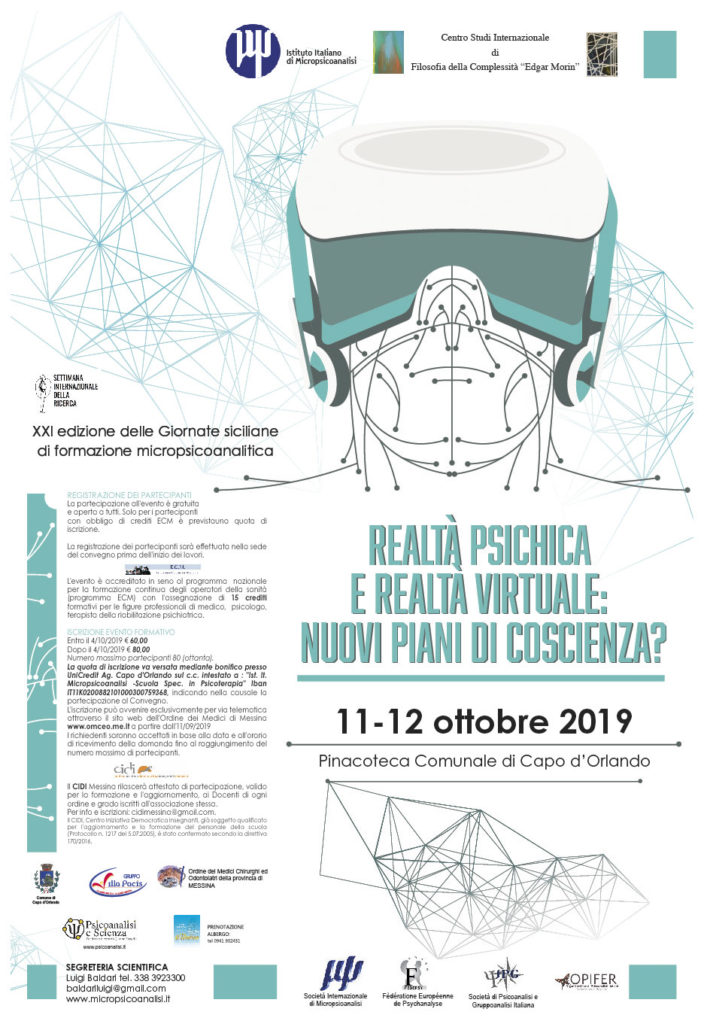 “Realtà psichica e realtà virtuale: nuovi piani di coscienza?” evento l’11 e il 12 ottobre a Capo d’Orlando