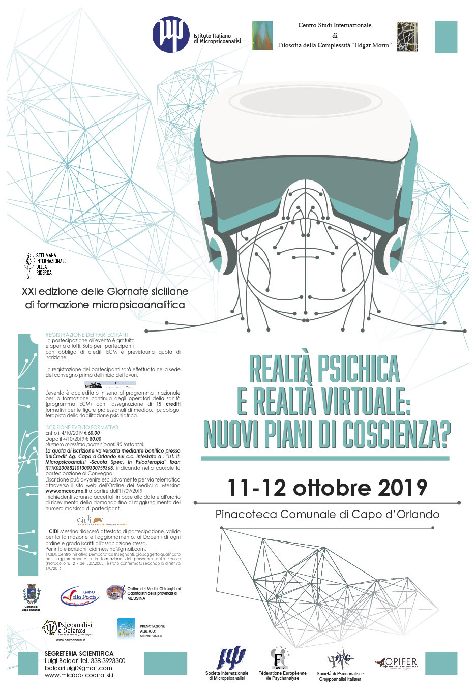 “Realtà psichica e realtà virtuale: nuovi piani di coscienza?” evento l’11 e il 12 ottobre a Capo d’Orlando