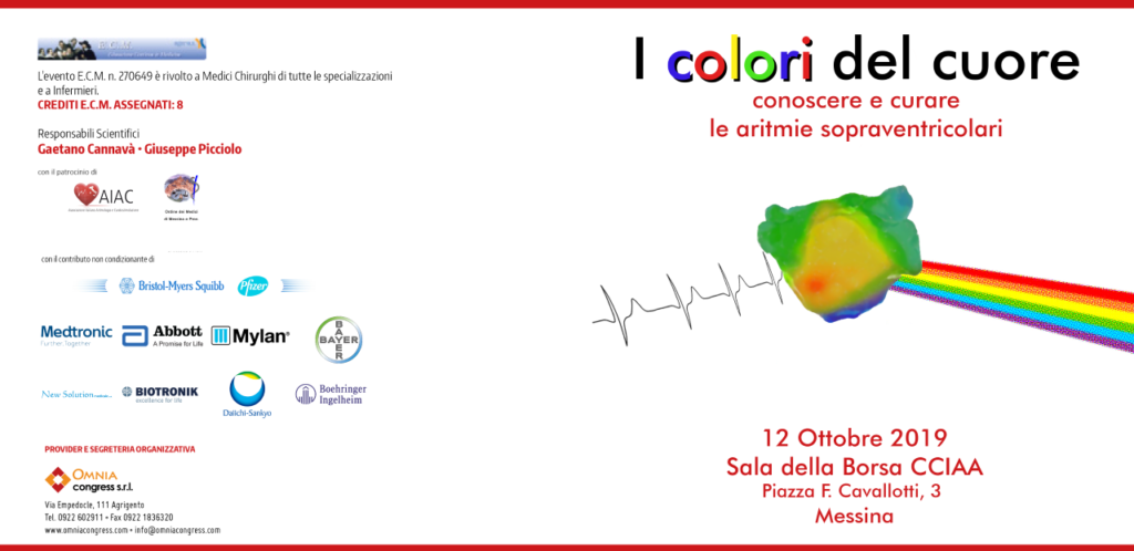 Congresso “I colori del cuore – conoscere e curare le aritmie sopraventricolari” a Messina il 12 Ottobre