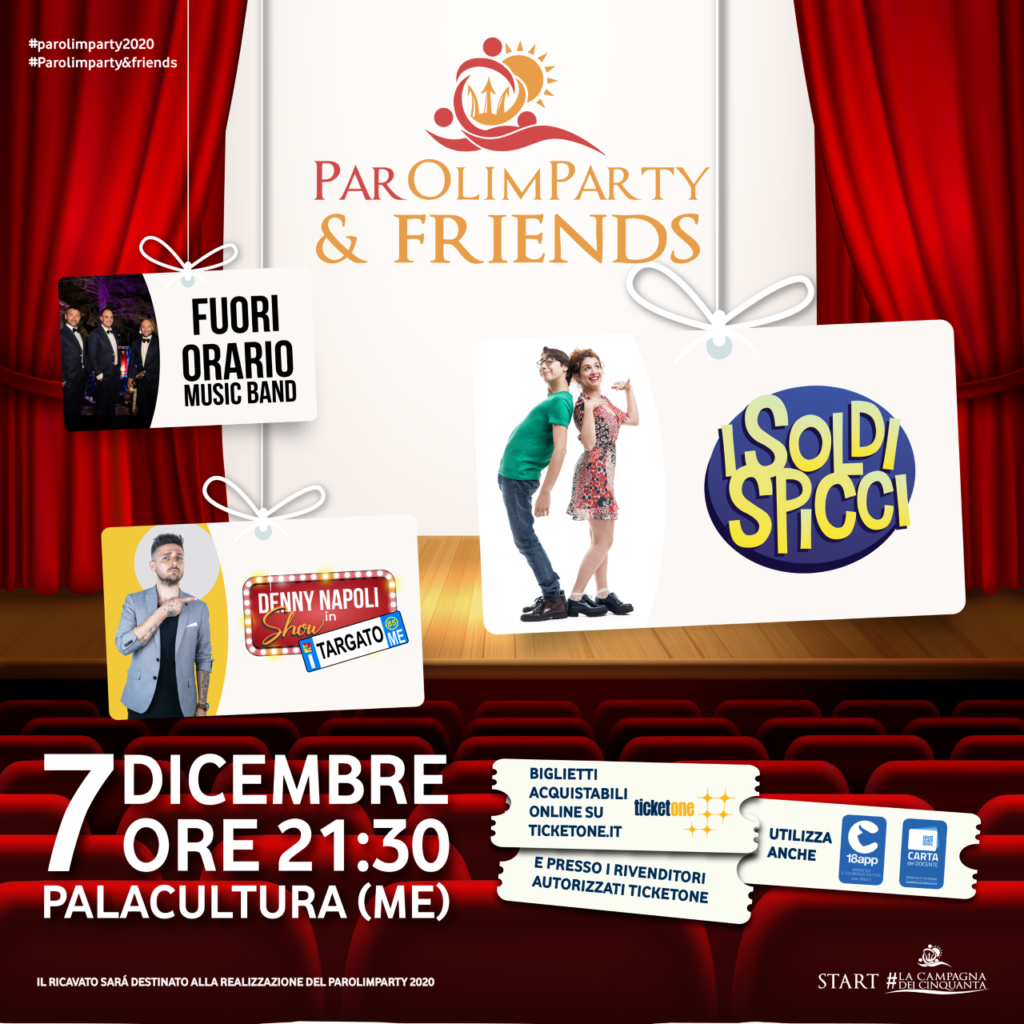 ”Parolimparty & Friends“: i Fuori Orario, Denny Napoli e I Soldi Spicci evento di raccolta fondi il 7 dicembre al Palacultura