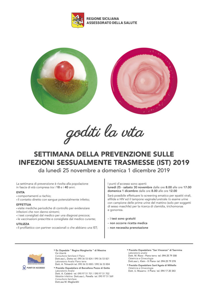 A.S.P. Messina: dal 25 novembre la “Settimana Regionale della Prevenzione delle Infezioni Sessualmente Trasmissibili”