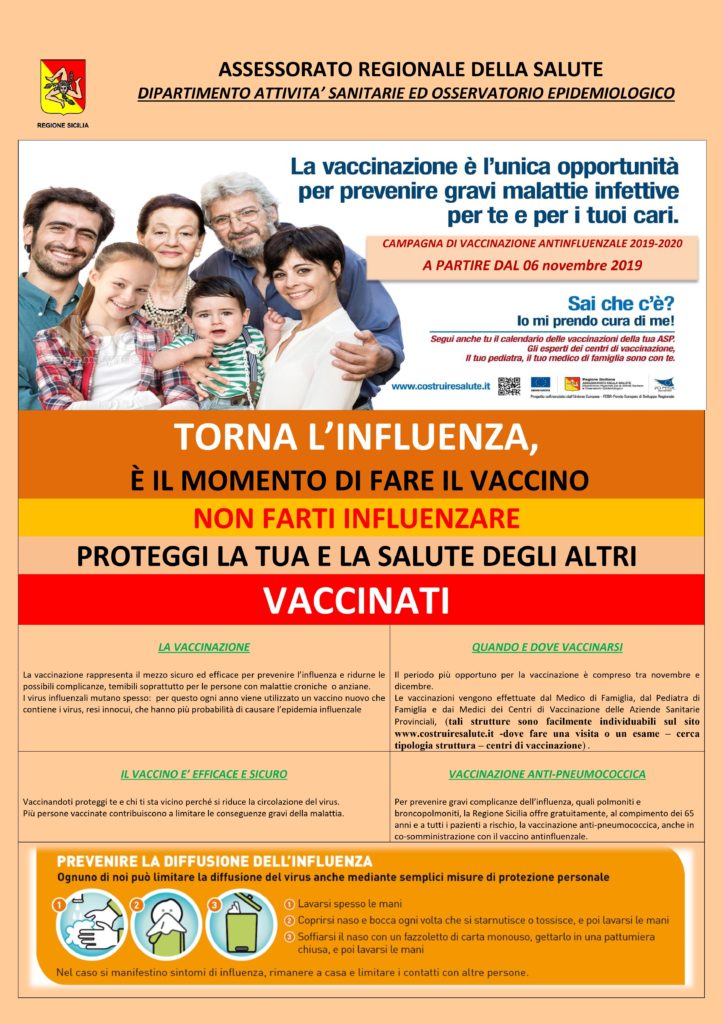 L’A.S.P. di Messina avvia il 6 novembre la campagna vaccinale antinfluenzale 2019/2020