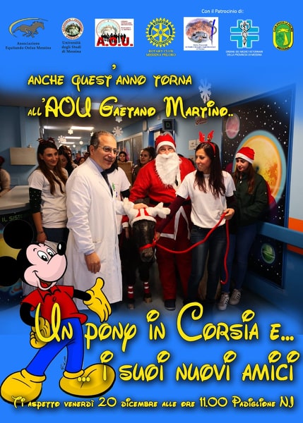 Torna  all’AOU Gaetano Martino “Un pony in corsia e… i suoi nuovi amici” il 20 dicembre al padiglione NI