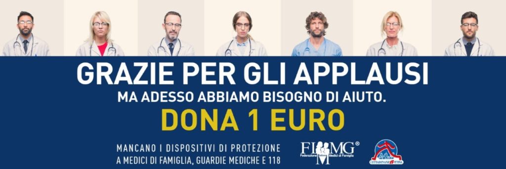 FIMMG e CittadinanzAttiva lanciano una raccolta fondi per acquistare i DPI: “Nudi contro il virus”