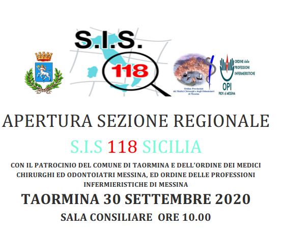 Apertura sezione regionale S.I.S 118 Sicilia il 30 settembre a Taormina