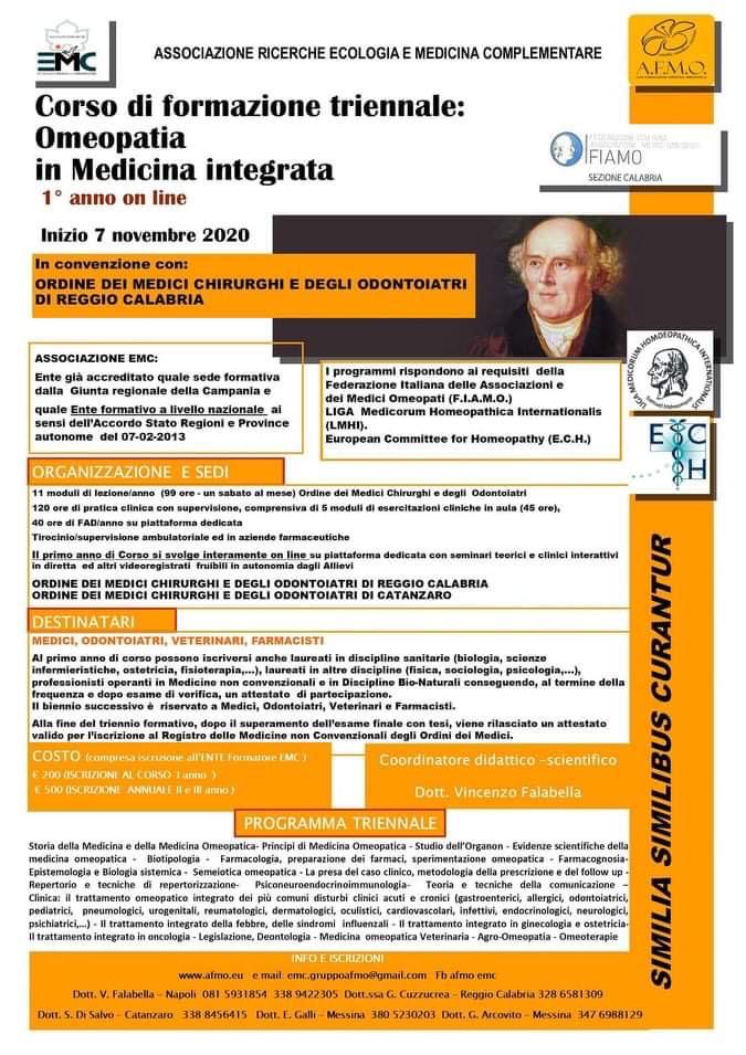 Il 7 novembre inizia il “Corso di formazione triennale: omeopatia in Medicina integrata”