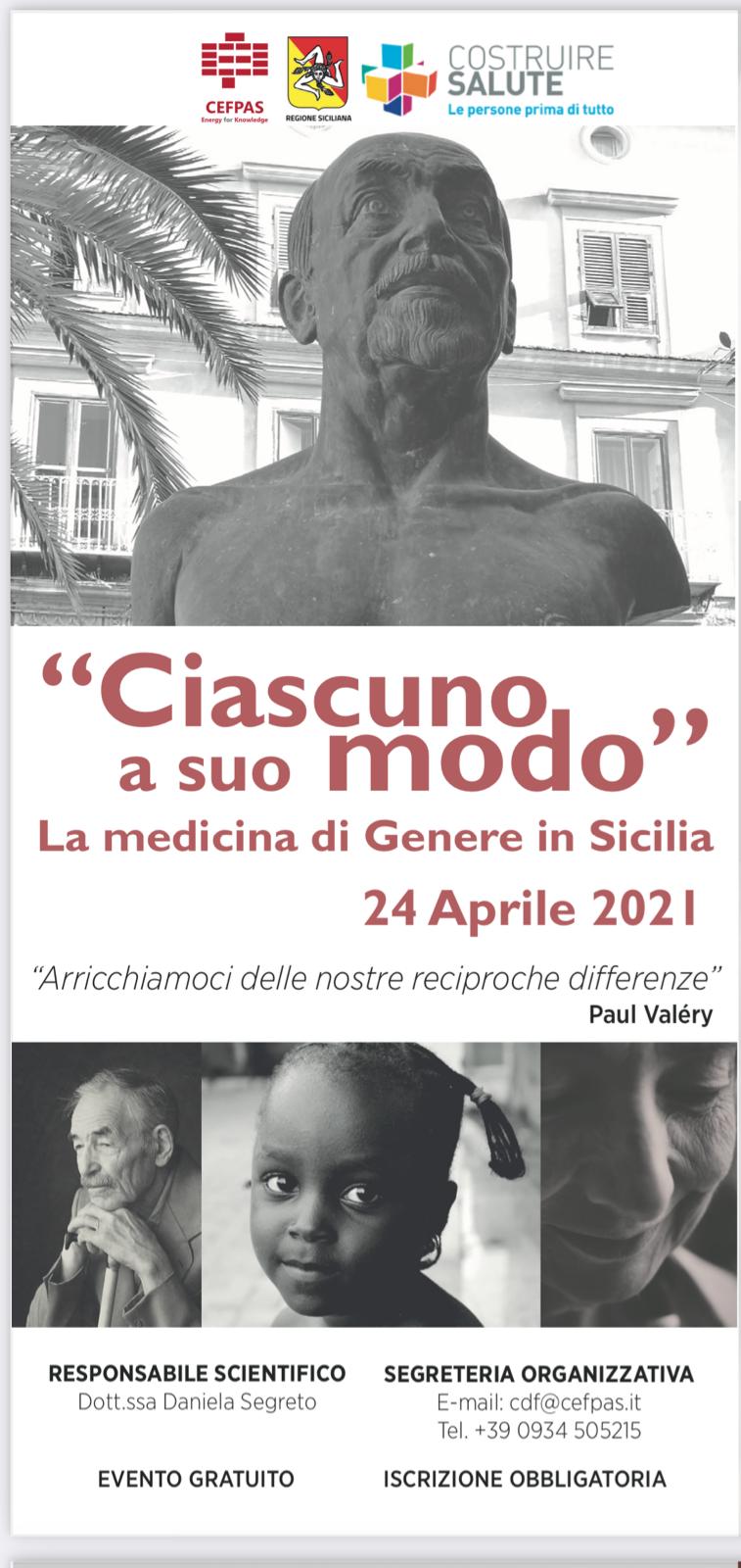 “Ciascuno a suo modo” La medicina di Genere in Sicilia, evento webinar il 24 aprile