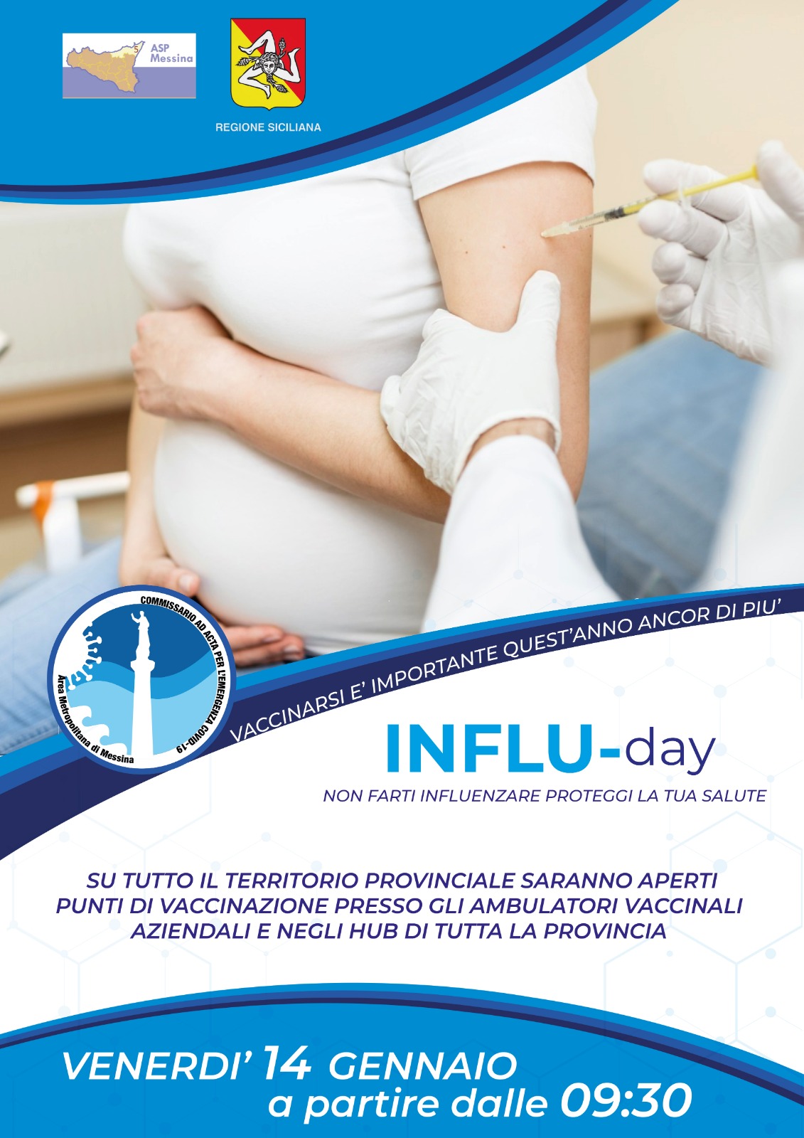 Venerdì 14 l’INFLU-Day: vaccini antinfluenzali in hub e ambulatori ASP Messina. Priorità a over 65 e pazienti fragili