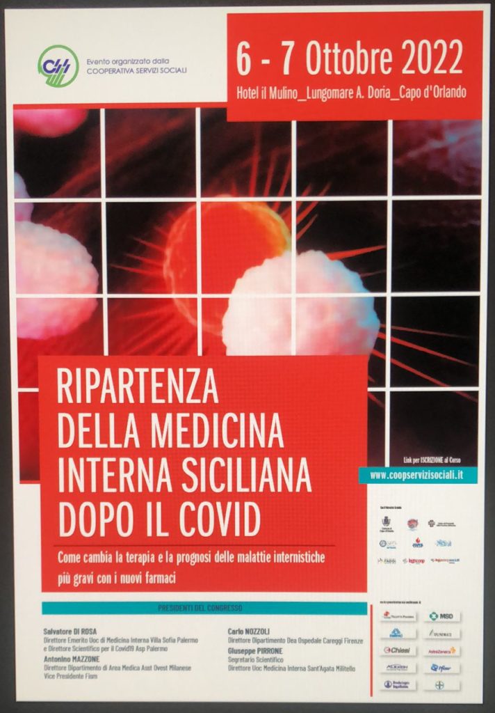 Evento “Ripartenza della medicina interna siciliana dopo il Covid” il 6 e 7 ottobre a Capo d’Orlando