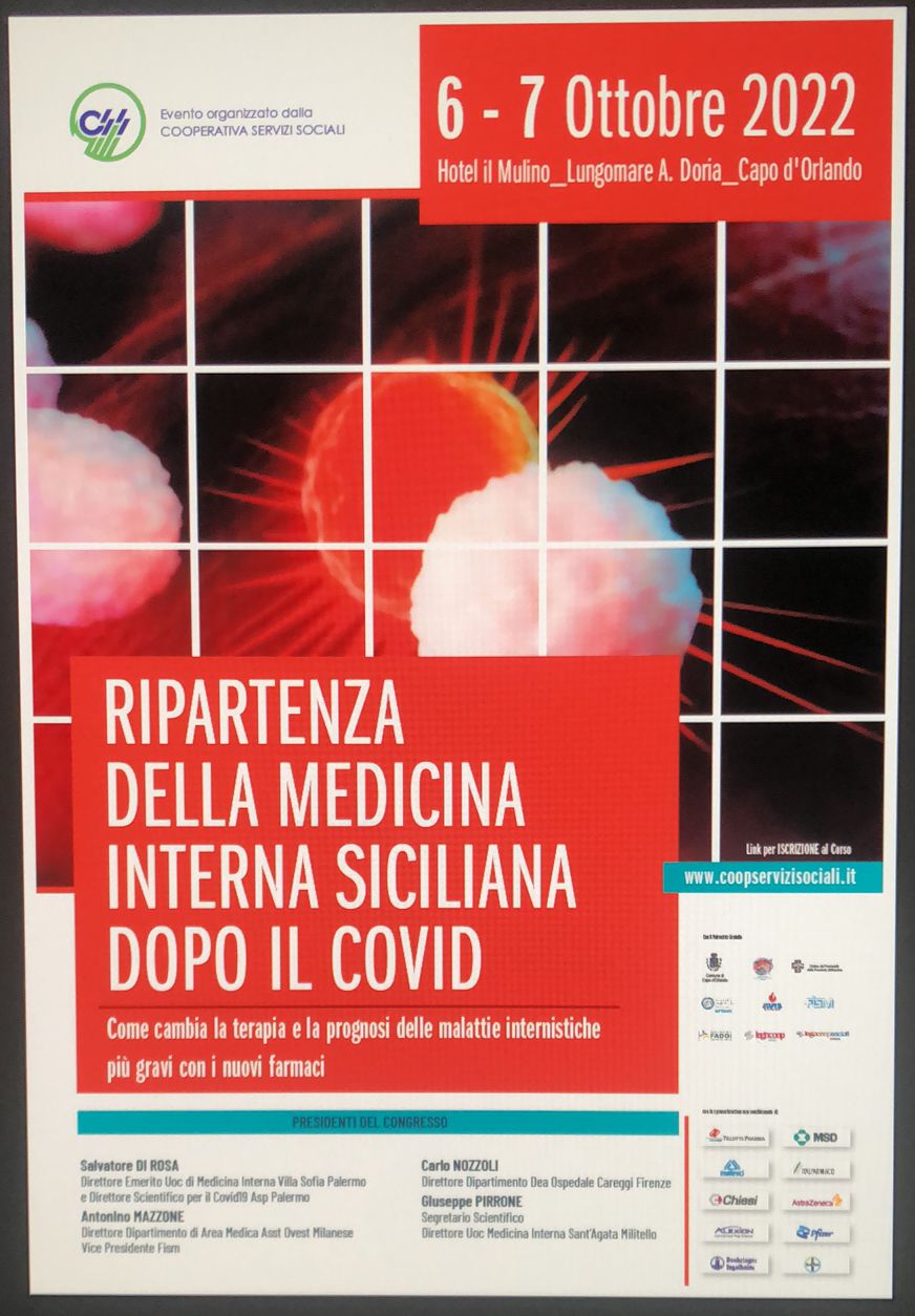 Evento “Ripartenza della medicina interna siciliana dopo il Covid” il 6 e 7 ottobre a Capo d’Orlando