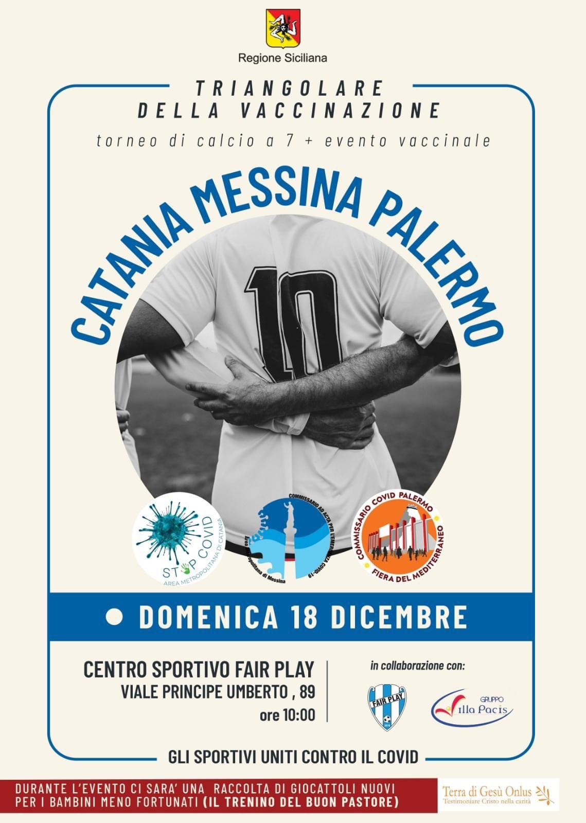 Beneficenza e vaccinazione: Ufficio Covid 19 di Messina organizza domenica 18 Dicembre il 1° Triangolare della vaccinazione con raccolta di giochi per bimbi e un aperitivo solidale a Cristo Re per raccogliere fondi per la mensa dei poveri