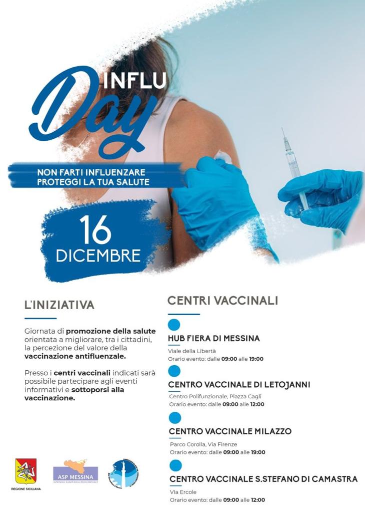 Influ-day: Ufficio Covid 19 e Asp organizzano giornata dedicata alla prevenzione dell’influenza promossa dall’assessorato regionale alla Sanità per intensificare la campagna vaccinale