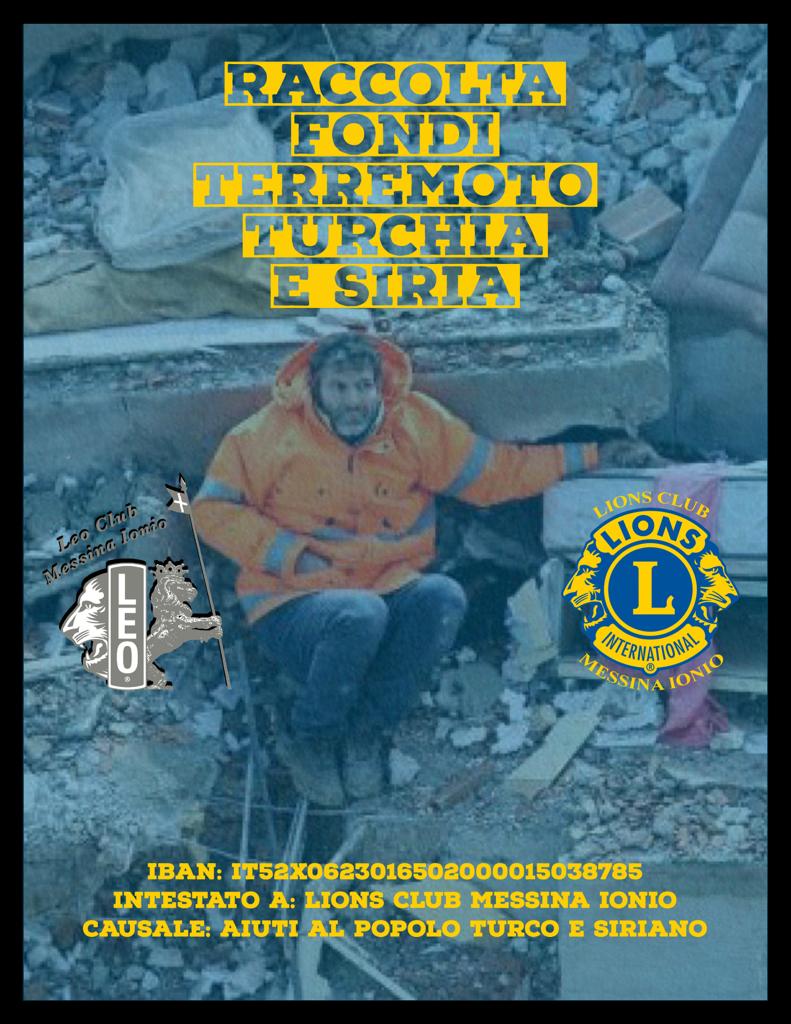 Leo Club e Lions Club Messina organizzano raccolta fondi terremoto Turchia e Siria