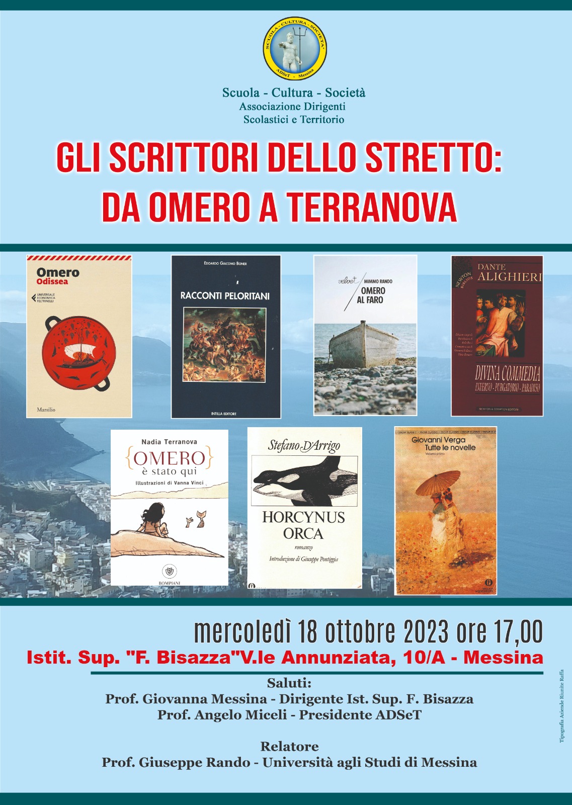 Il 18 ottobre l’evento “Gli scrittori dello Stretto: da Omero a Terranova”