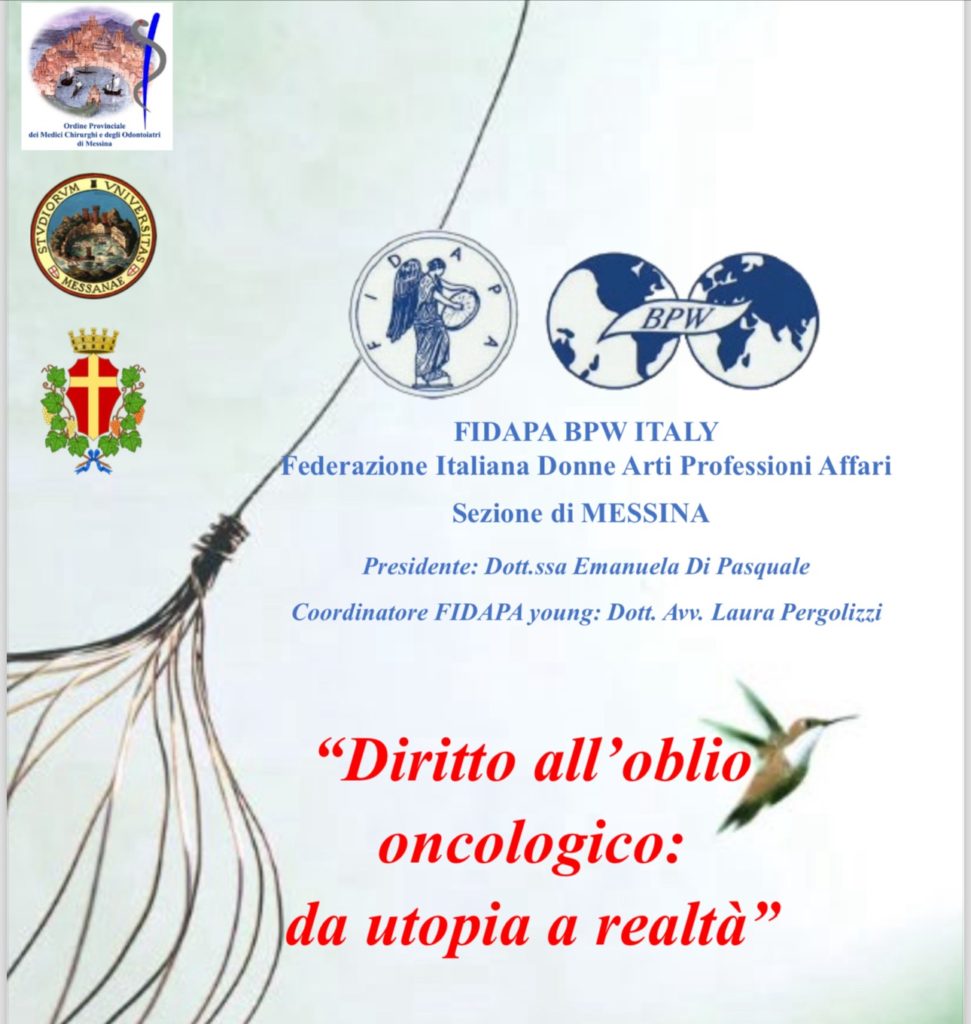 Venerdì 9 all’Ordine dei medici il convegno Fidapa su “Diritto all oblio oncologico: da utopia a realtà”