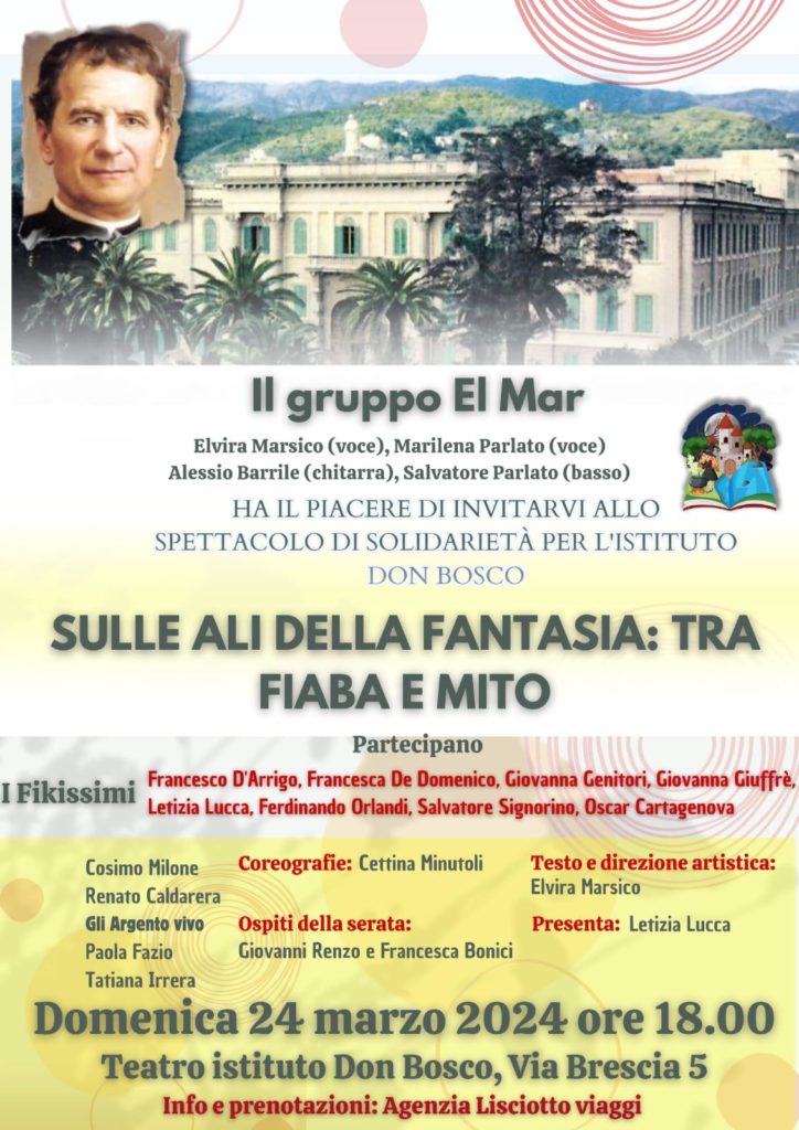 Il 24 marzo spettacolo “Sulle ali della fantasia: tra fiaba e mito” nel teatro dell’Istituto Don Bosco