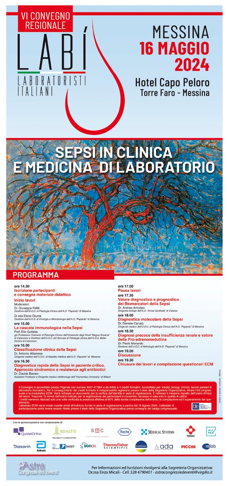 Il 16 maggio l’evento “Sepsi in clinica e medicina di laboratorio” all’Hotel Capo Peloro di Messina