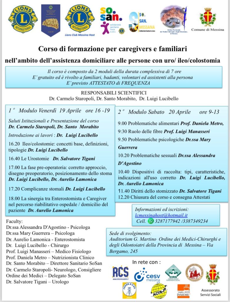 Corso di formazione per  caregiver e familiari nell’ambito dell’assistenza domiciliare alle persone con uro/ileo/colostomia