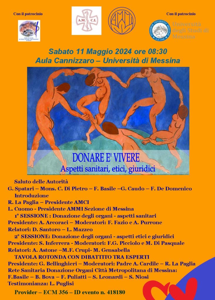 L’11 maggio l’evento “Donare è vivere. Aspetti sanitari, etici, giuridici” all’UniMe