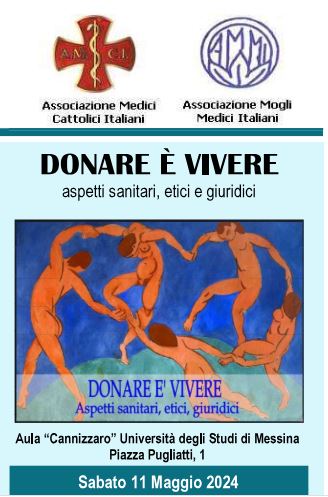 L’11 maggio l’evento “Donare è vivere, aspetti sanitari, etici e giuridici”
