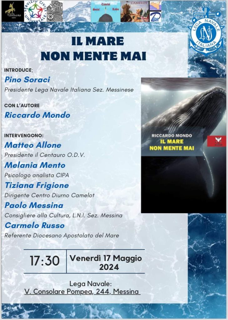 Il 17 maggio alla Lega Navale presentazione del libro ” Il mare non mente mai ” di Riccardo Mondo