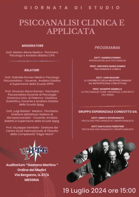 Il 19 luglio giornata di studio “Psicoanalisi clinica e applicata” nell’Auditorium Gaetano Martino di Messina
