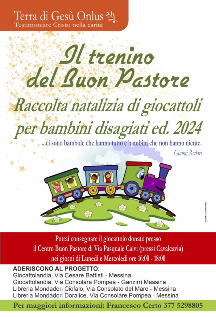 Il trenino del Buon Pastore organizza la raccolta natalizia di giocattoli per bambini disagiati