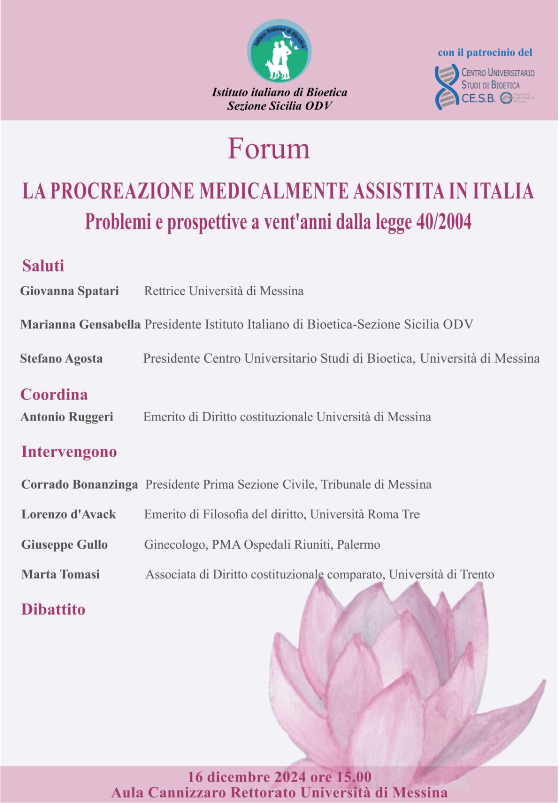Il 16 dicembre forum su “La procreazione medicalmente assistita in Italia”