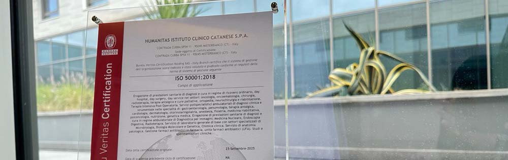 Humanitas Istituto Clinico Catanese ha ottenuto la Certificazione ISO 50001, riconoscimento internazionale che attesta l’impegno dell’Istituto nella gestione efficiente e sostenibile dell’energia
