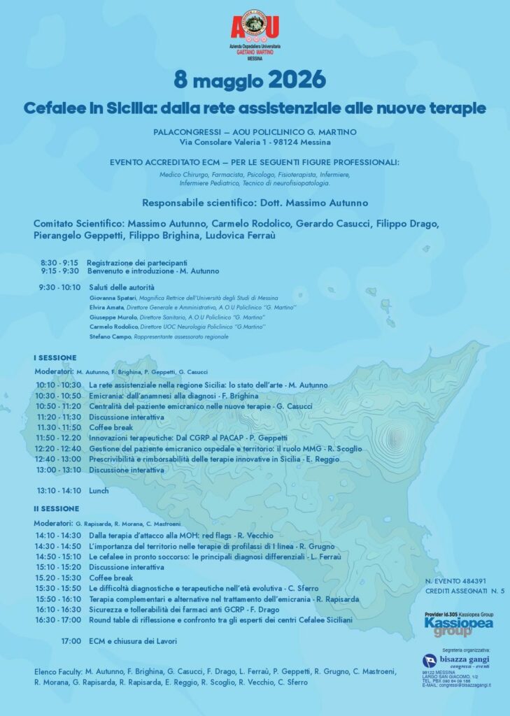 Cefalee in Sicilia, dalla rete assistenziale alle nuove terapie: a Messina un confronto tra esperti
