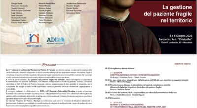 Le giornate messinesi del Medico di Famiglia, il 5 e 6 giugno al Salone Ist. Ant. Cristo Re di Messina