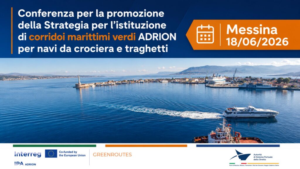 Giovedì 18 giugno, nel Salone degli Specchi della Città Metropolitana di Messina, istituzioni, autorità portuale, operatori marittimi ed esperti si confronteranno sulle azioni necessarie per rendere più sostenibili i collegamenti marittimi passeggeri nell’area adriatico-ionica